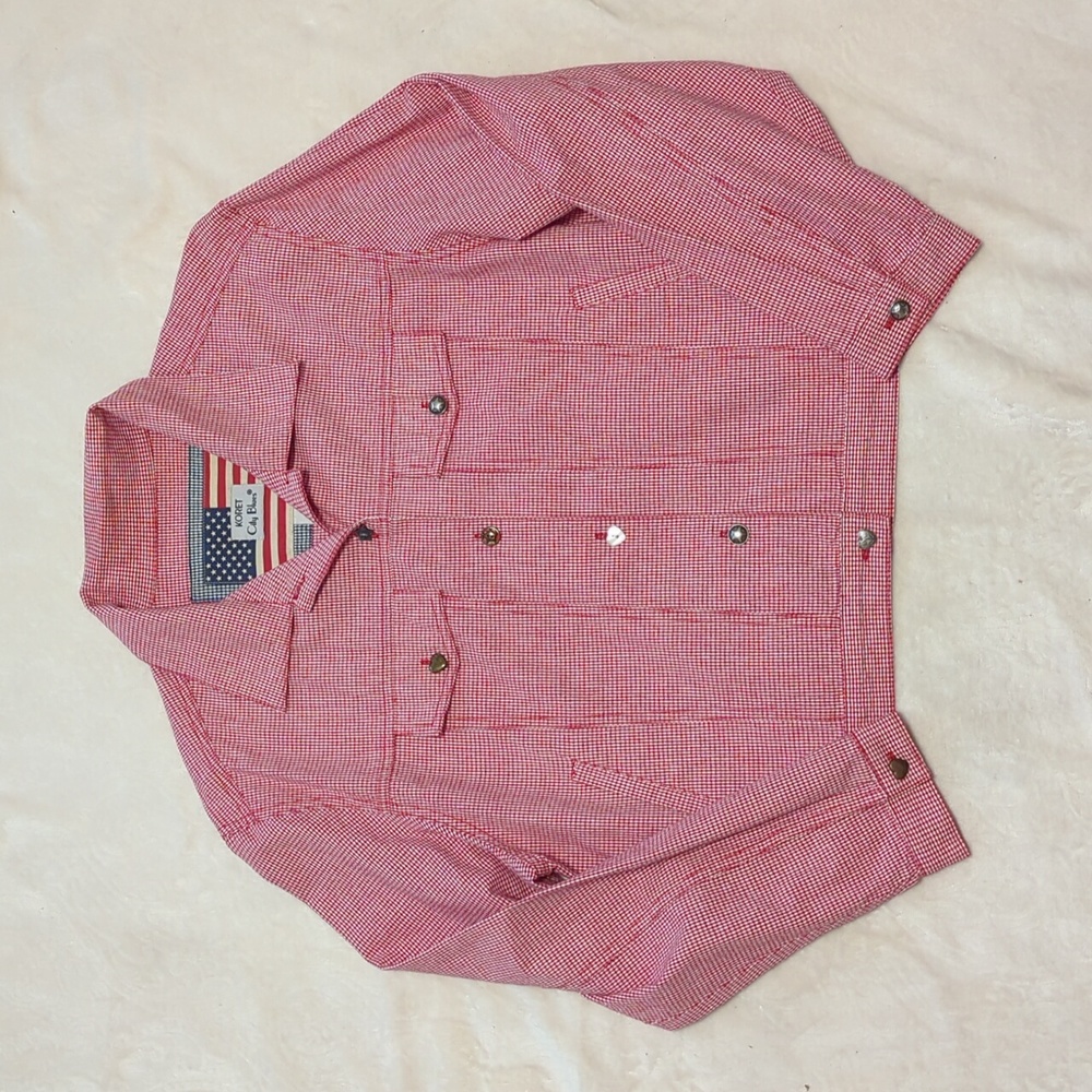 Koret City Blues Woman's Red And White Plaid Jacket size large